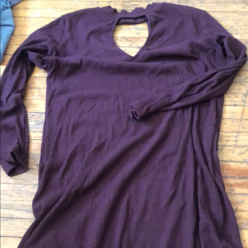 Ribbed Cut Out Long Sleeve Dress